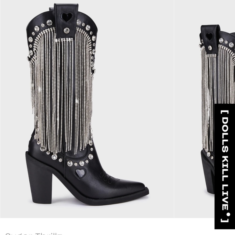 Black Rhinestone fringe cowboy boots-Beyoncé Renaissance Concert Outfit! Worn 1x